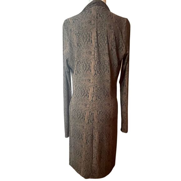 Norma Kamali Snake Print Long Sleeve Faux Wrap Dress Size Large - Picture 5 of 11